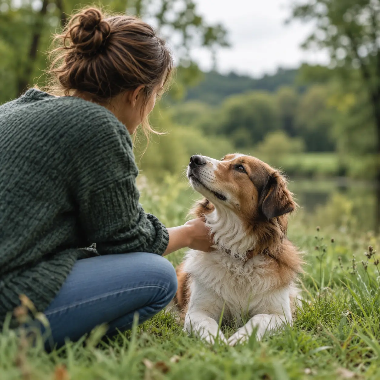 Symbolbild: Hund und Bezugsperson teilen einen ruhigen, vertrauensvollen Moment